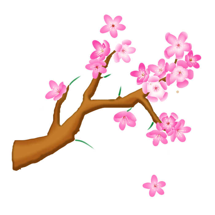 春天浪漫粉红色樱花手绘樱花梅花桃花花朵图片PNG免扣素材