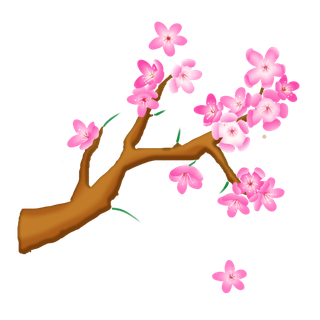 春天浪漫粉红色樱花手绘樱花梅花桃花花朵图片PNG免扣素材