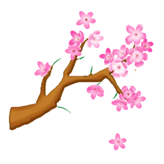 春天浪漫粉红色樱花手绘樱花梅花桃花花朵图片PNG免扣素材