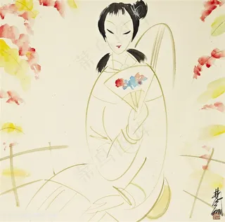 林风眠手绘女性简约装饰画