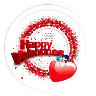 卡通简笔情人节圆形