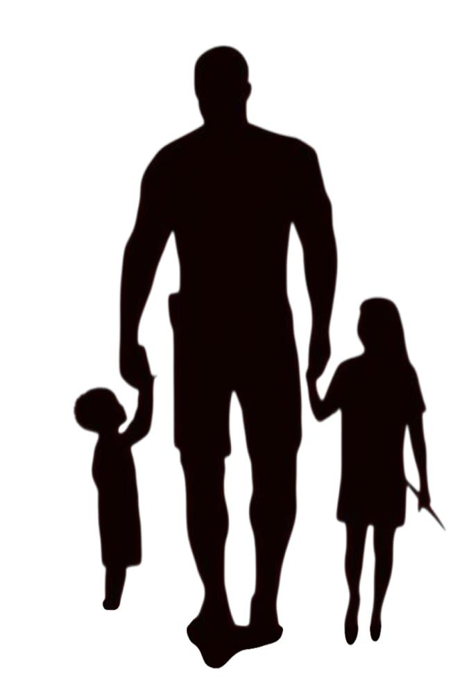 父亲牵着孩子背影剪影免抠