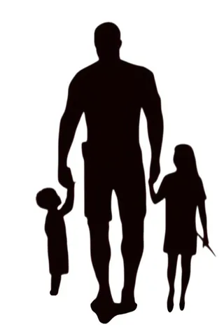 父亲牵着孩子背影剪影免抠