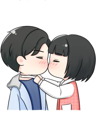 情侣亲吻素材卡通人物