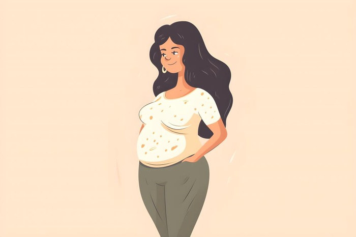 微胖女孩手绘插画海报素材背景