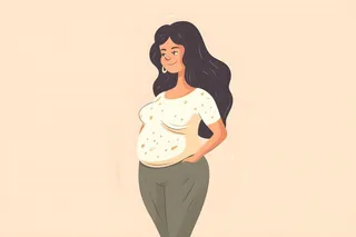 微胖女孩手绘插画海报素材背景