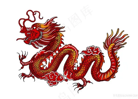 红龙卡通绘画图片