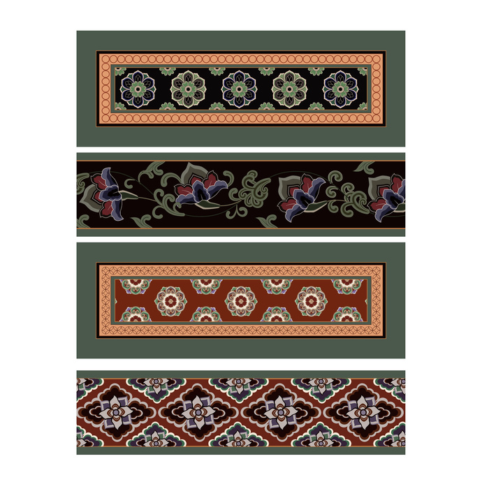 复古中式国潮风敦煌花纹装饰图案花卉藻井肌理圆形边框素材