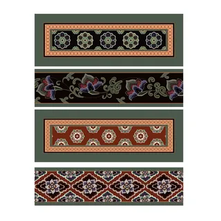 复古中式国潮风敦煌花纹装饰图案花卉藻井肌理圆形边框素材