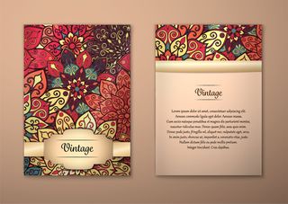 欧式花纹邀请函矢量模板