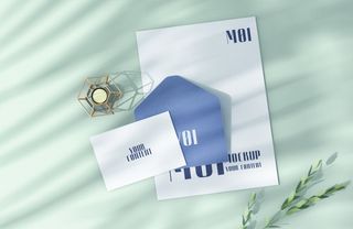 简约时尚ins风信封与卡片样机