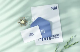 简约时尚ins风信封与卡片样机