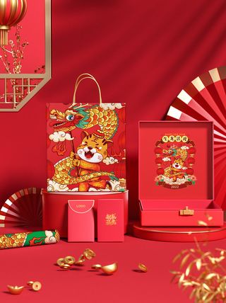 2022年虎年新年春节礼盒场景样机