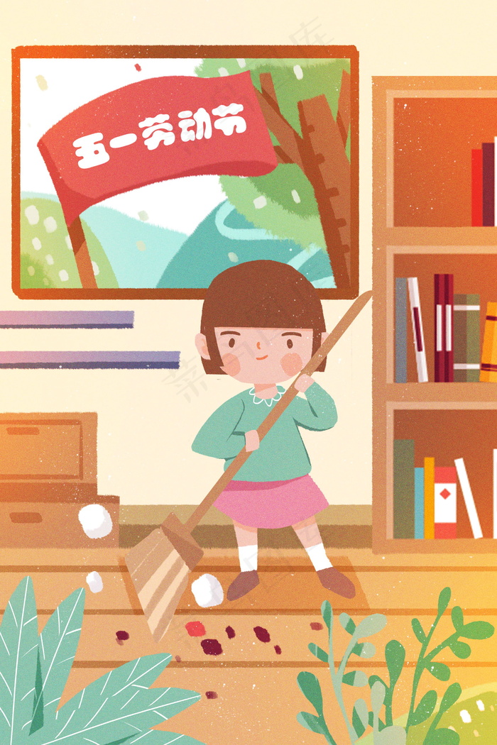 五一劳动节插画 psd模版下载