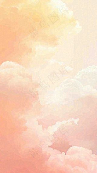 粉黄色渐变温暖云层白云可爱插画手绘