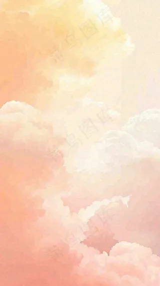 粉黄色渐变温暖云层白云可爱插画手绘