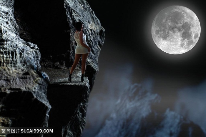 创意月亮与人物高清图