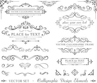 欧式复古线条边框花纹AI矢量LOGO角框花边分割线设计PSD卡片素材