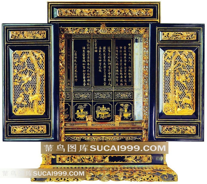 中国古典绘画书法花卉摆件木雕艺术