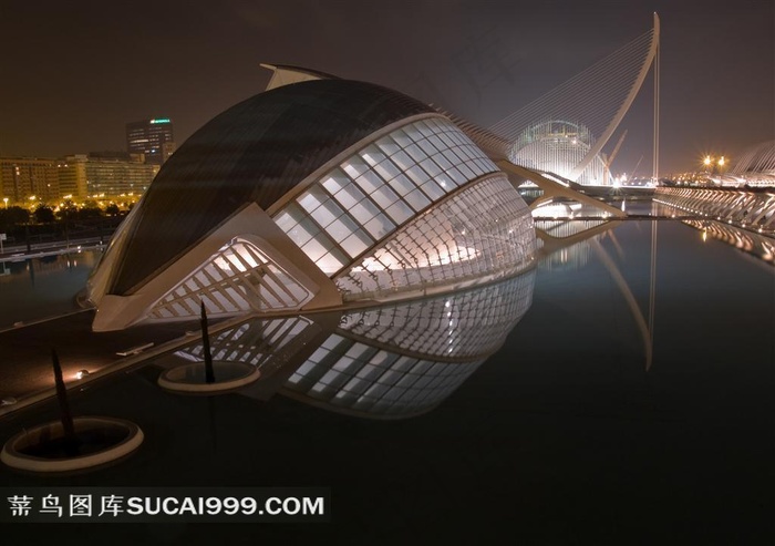 西班牙巴伦西亚科学展览馆夜景