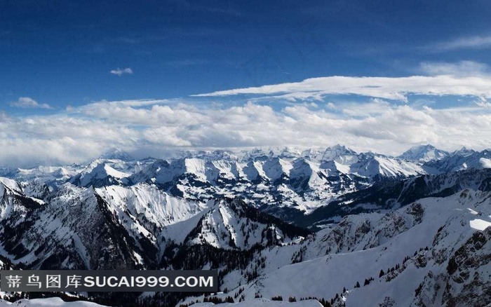 阿尔卑斯山雪山山脉美景素材