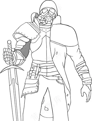 盔甲简笔线条画图片