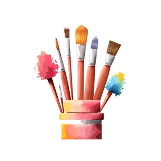 颜料画笔绘画工具元素 颜料画笔绘画工具元素