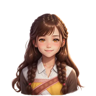 羊角辫长发女生半身免抠图