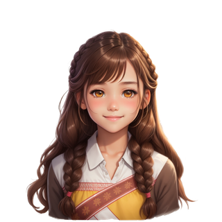 羊角辫长发女生半身免抠图