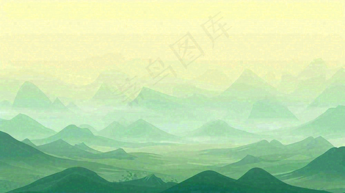 绿色延绵山脉意境国风(1456x816)