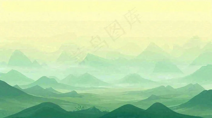 绿色延绵山脉意境国风(1456x816)