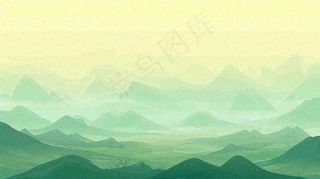 绿色延绵山脉意境国风