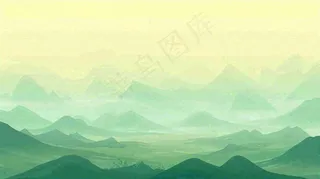 绿色延绵山脉意境国风