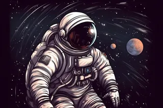 宇宙宇航员星空手绘插画海报背景素材