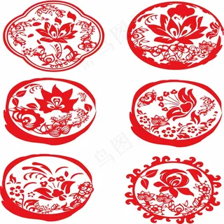 鲜花剪纸 剪纸风元素
