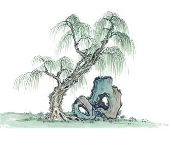 春天绿色春季水墨柳树柳条柳叶春季海报设计PNG免扣素材