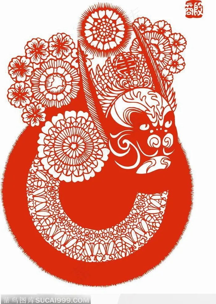 花脸京剧的脸谱剪纸