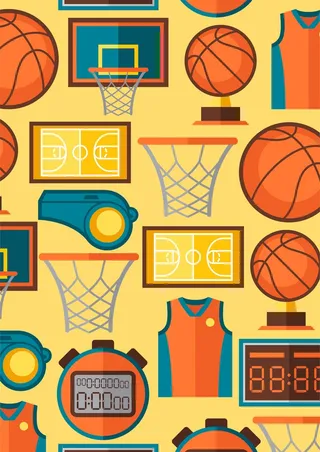 篮球球衣篮球框插画