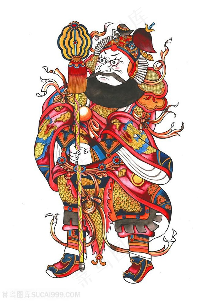 武将门神插画图片