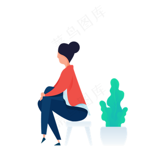 坐凳子人物免抠图