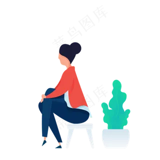 坐凳子人物免抠图