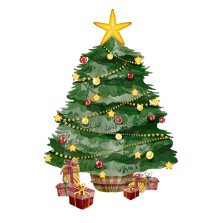 圣诞节圣诞树水彩