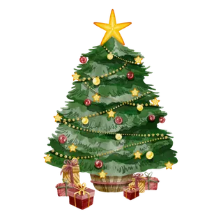 圣诞节圣诞树水彩