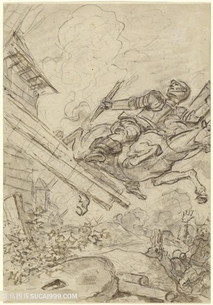 骑士素描艺术装饰画
