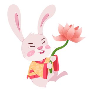 手绘2023兔年新年卡通兔子形象IP插画元素PSD设计素材png图案