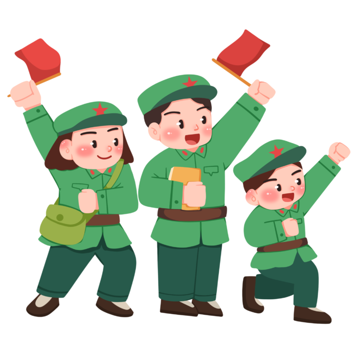 手绘童子军军人建党节建军节爱国插画