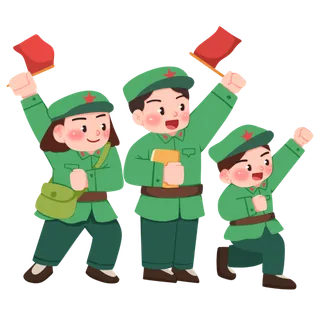 手绘童子军军人建党节建军节爱国插画