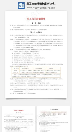 员工出差报销制度Word文档