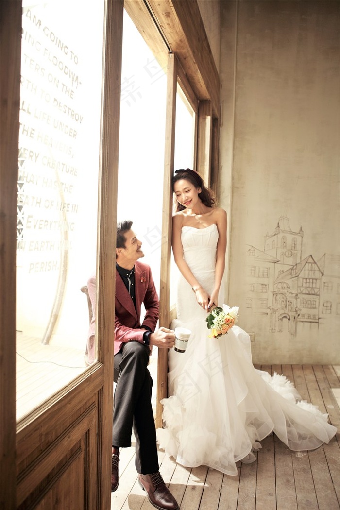 甜蜜恋人唯美婚纱特写