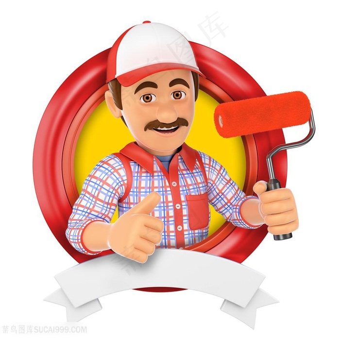 创意红色工人徽章高清图片